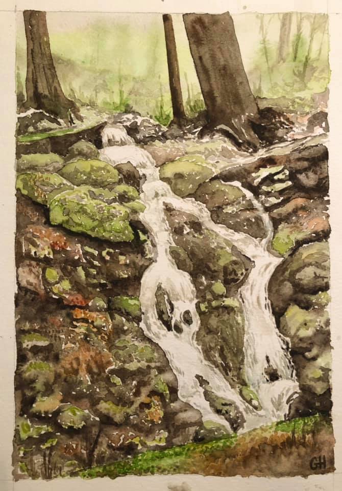 Moran State Park Waterfall Painting