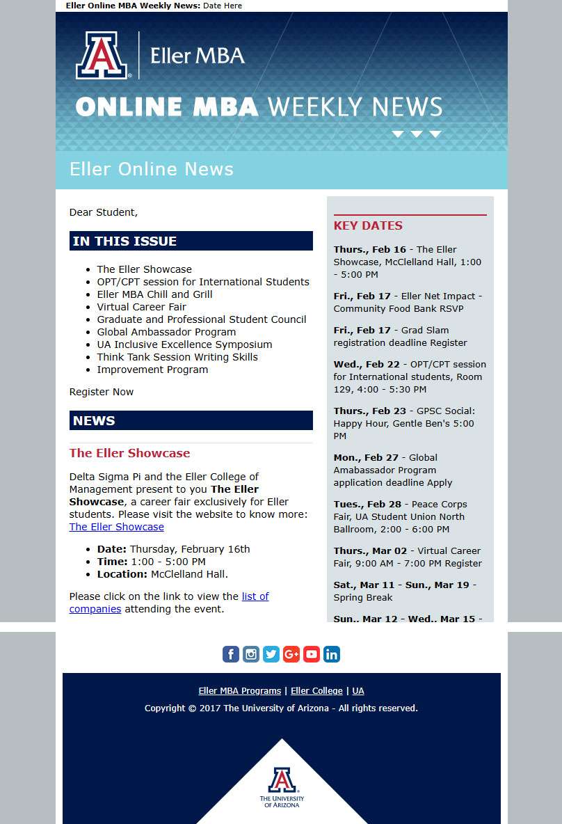 Eller Online MBA Weekly Mockup